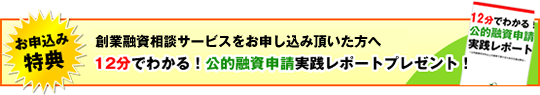 申込み特典のご案内(公的融資申請実践レポート)